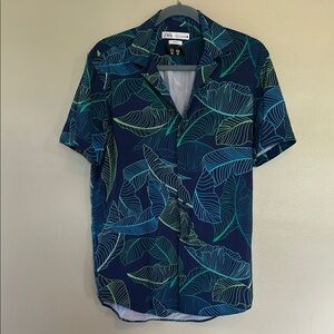 Zara Men's Blue Leaf Print Shirt